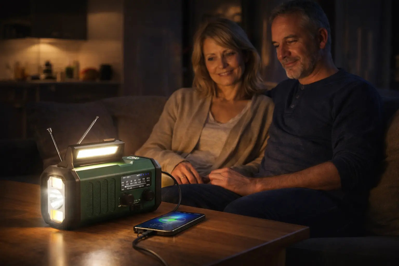 Noodradio met Powerbank, Zaklamp & Zonne-oplading Seruva