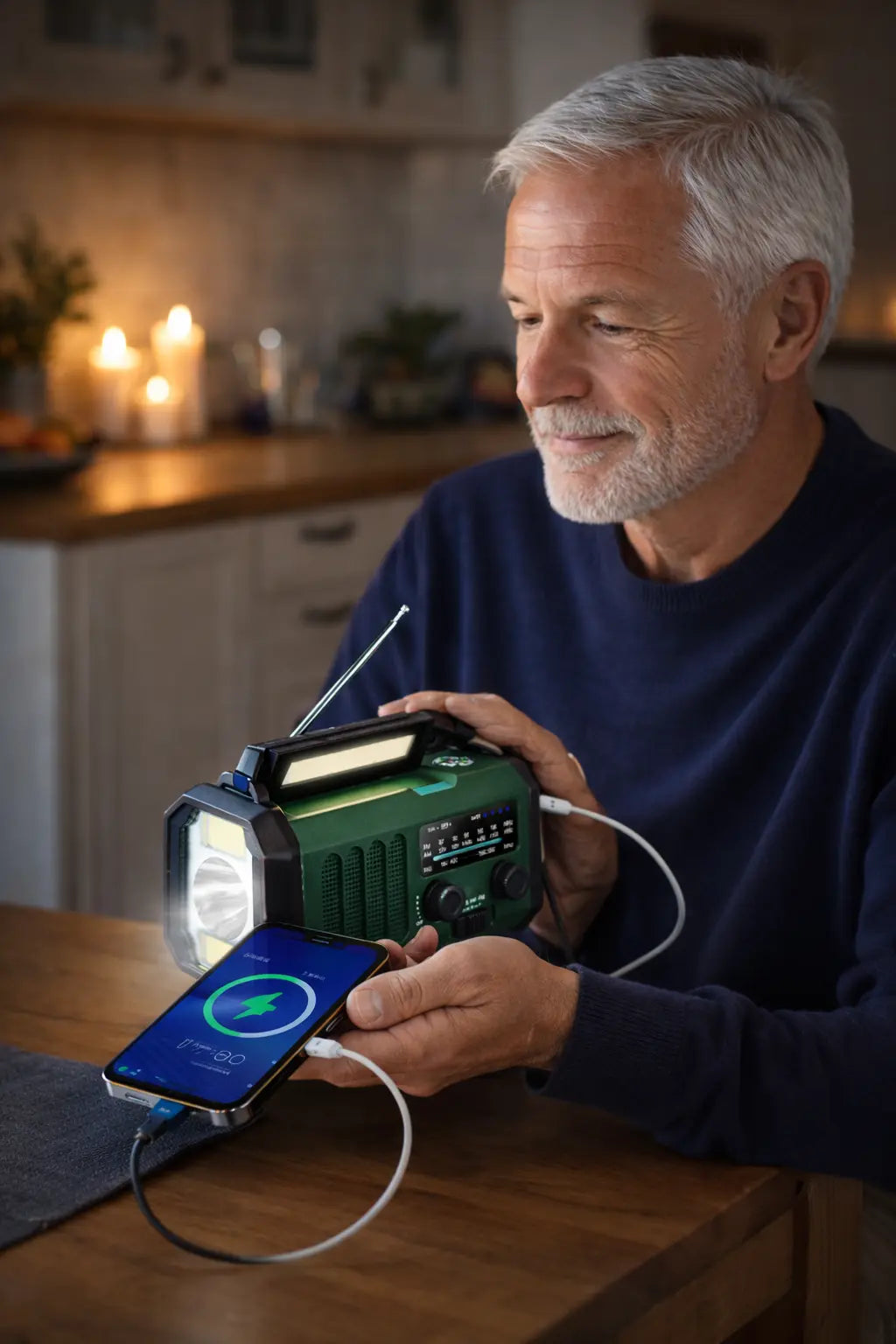 Noodradio met Powerbank, Zaklamp & Zonne-oplading Seruva