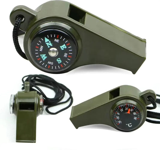 3-in-1 Noodoverlevingsfluitje – Met Kompas & Thermometer – 150dB Stroomuitvalhulp
