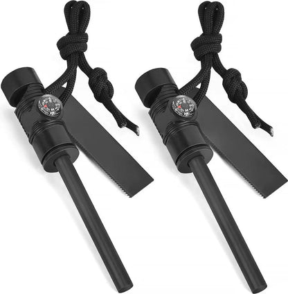Vuurstarter Set – 2 Stuks – Firesteel met Kompas & Noodfluit Stroomuitvalhulp