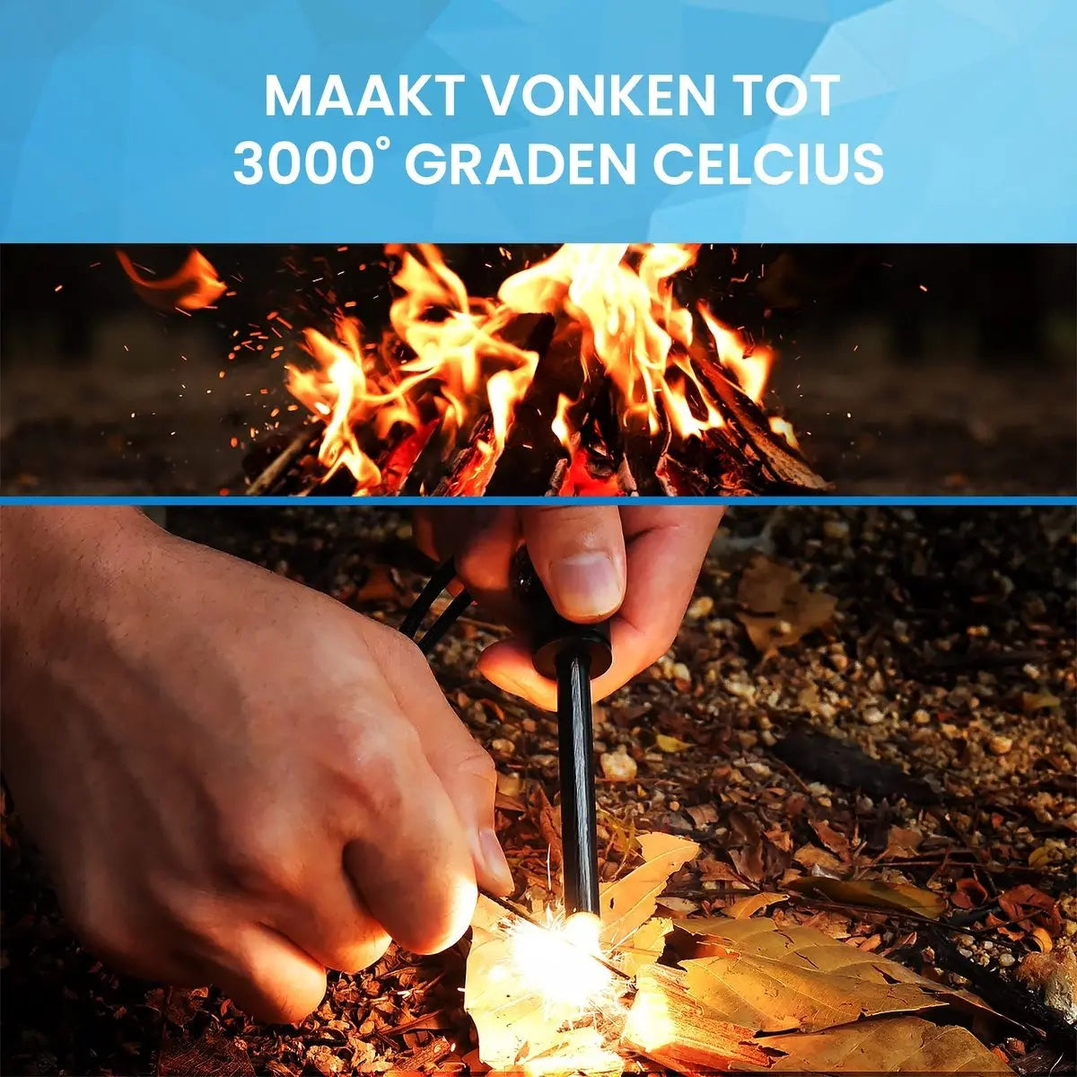 Vuurstarter Set – 2 Stuks – Firesteel met Kompas & Noodfluit Stroomuitvalhulp