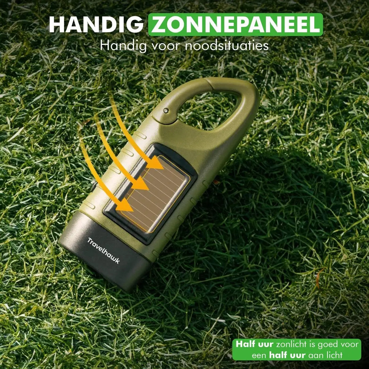 Opwindbare Zaklamp – Dynamo & Zonne-energie – Zonder Batterijen Stroomuitvalhulp