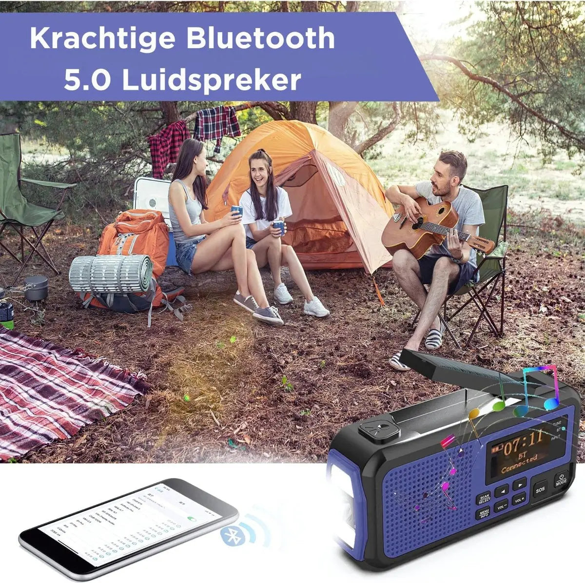 Stroomuitvalhulp | Noodradio Solar & Opwindbaar – 5000mAh Powerbank – DAB+/FM Stroomuitvalhulp