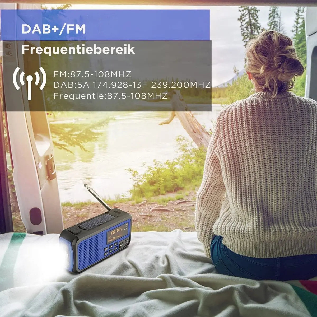 Stroomuitvalhulp | Noodradio Solar & Opwindbaar – 5000mAh Powerbank – DAB+/FM Stroomuitvalhulp